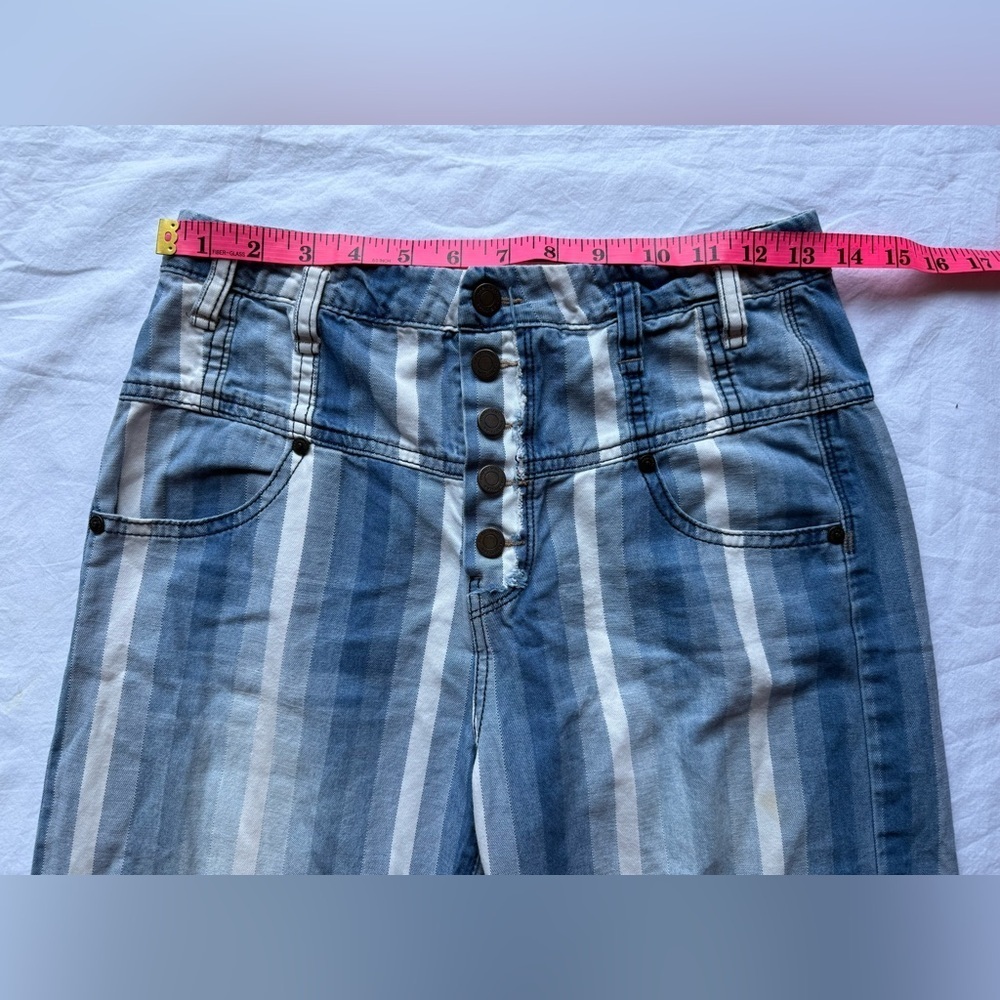 Habitual Girls Ariah Blue and White Striped Wide Leg Cotton Pants 27 - Picture 11 of 14